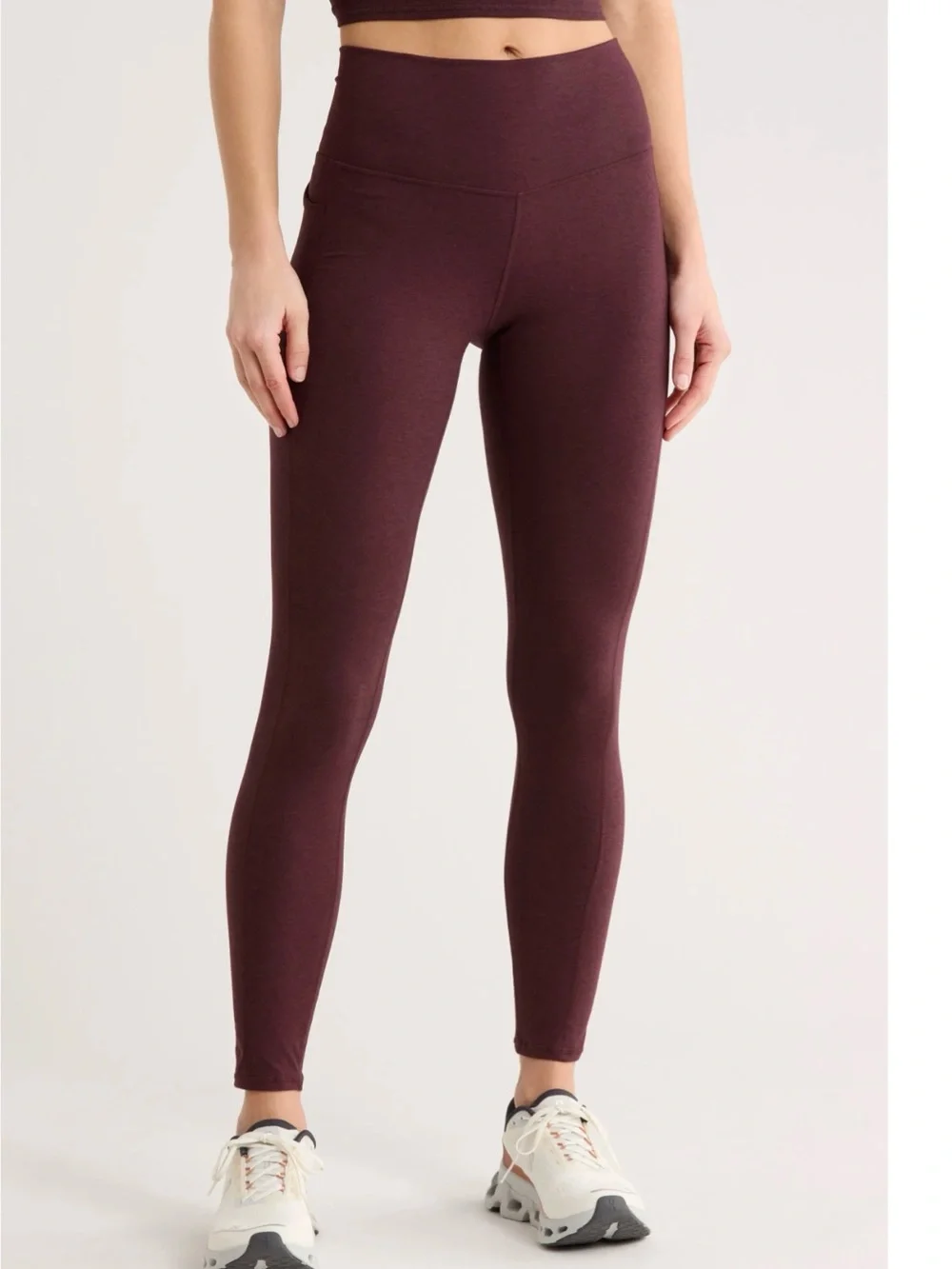 Zella Burgundy Chevron Quarter-Zip Sweatshirt & Matching Leggings (Set) M